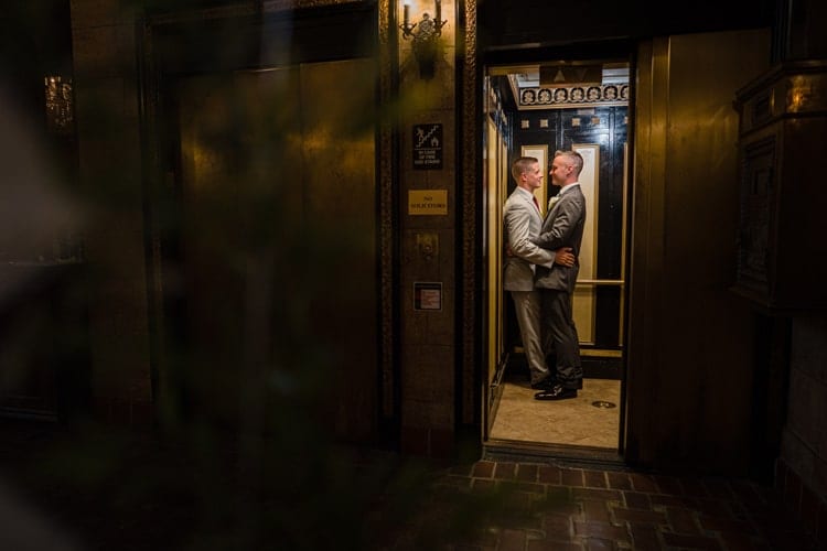 Elevator wedding pictures