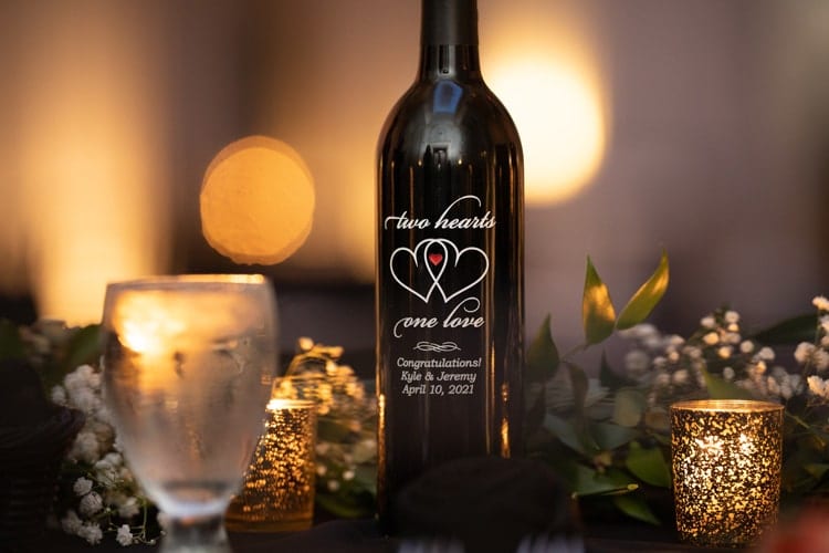 custom Wine bottle at wedding