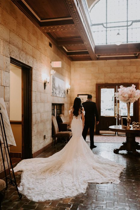 father-daughter-first look | Glam Wedding with a Rock and Roll Surprise at The Treasury | Cristal + Steven
