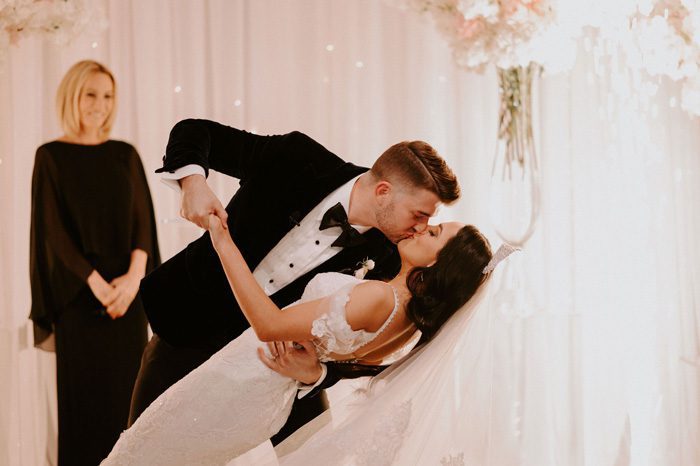 first kiss as husband and wife | Glam Wedding with a Rock and Roll Surprise at The Treasury | Cristal + Steven