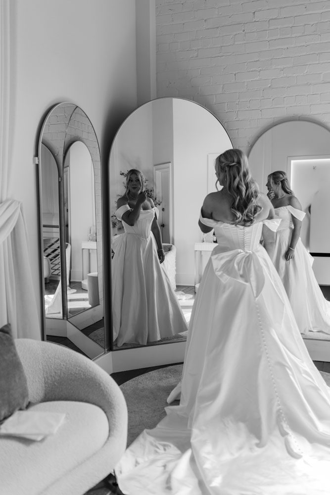 Bride in her wedding dress