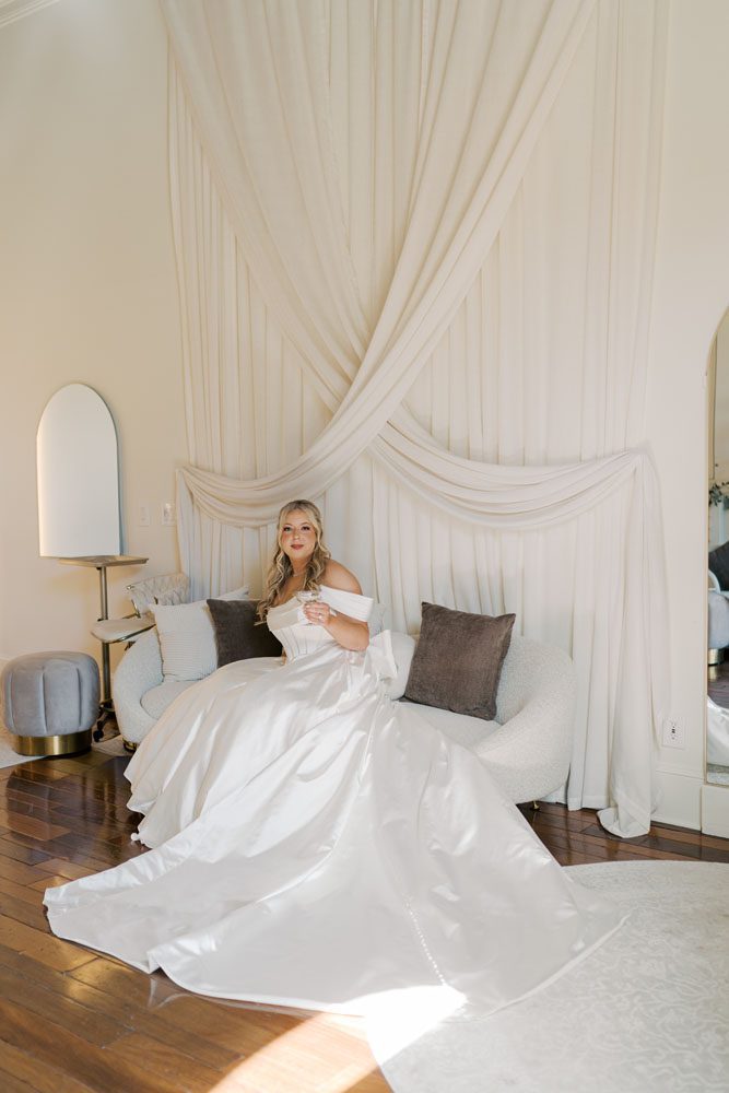 Bride in her wedding dress