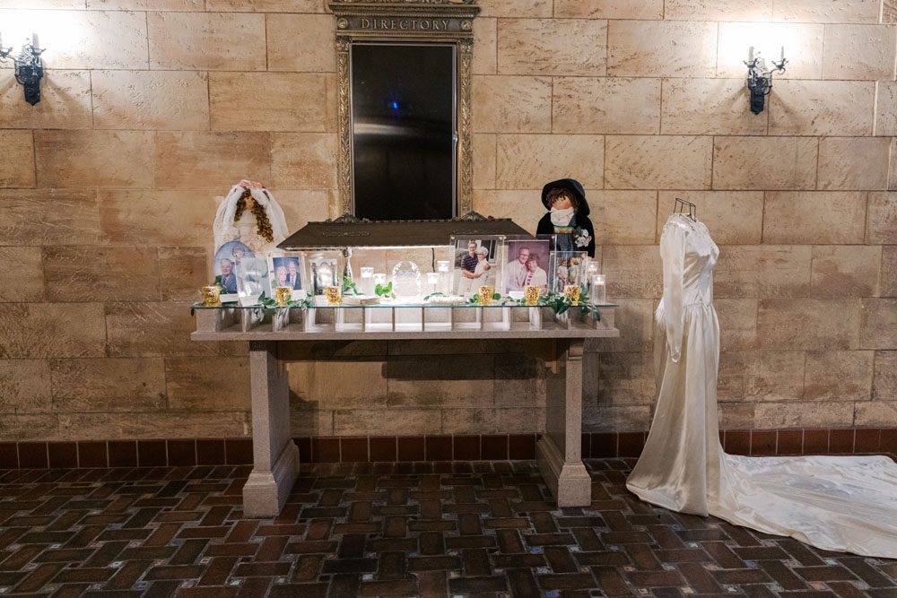 Heirloom Wedding Dress and memory table
